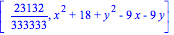 [23132/333333, x^2+18+y^2-9*x-9*y]
